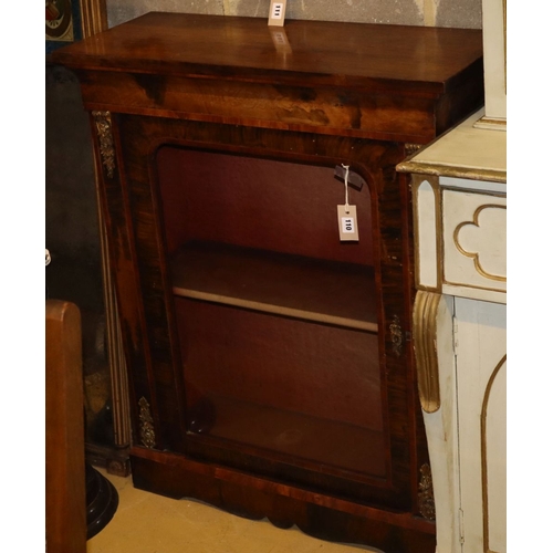 1110 - A Victorian figured walnut and tulip wood banded pier cabinet, W.83cm, D.34cm, H.102cm