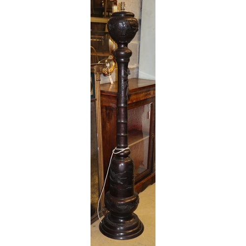 1112 - A large Japanese bronze lamp standard, H.160cm