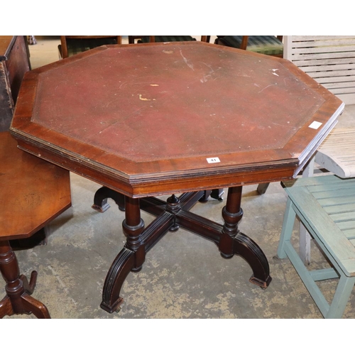 1141 - A late Victorian Gothic revival octagonal mahogany library table, W.106cm, H.75cmCONDITION: The top ... 