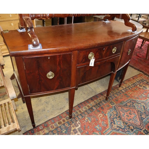 1147 - A George III style mahogany bow front sideboard, W.156cm, D.62cm, H.96cm