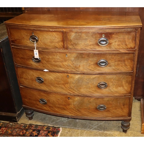 1153 - An early Victorian mahogany bowfront chest, W.106cm, D.54cm, H.102cm