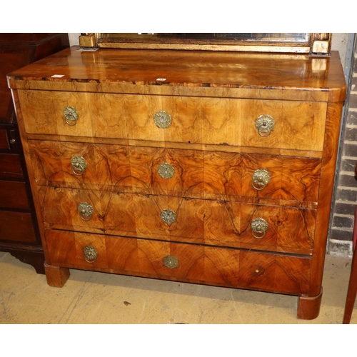 1172 - A 19th century German walnut four drawer secretaire chest, W.124cm, D.62cm, H.99cmCONDITION: Slight ... 
