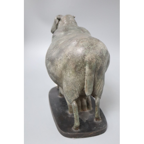 1203 - Attributed to Geraldine Knight (1933-2008), bronze, 'Ewe and lamb' unsigned, paper label numbered 1/... 