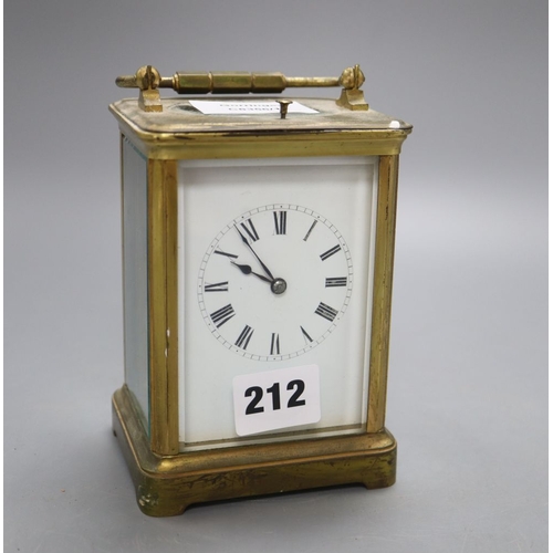 1212 - A brass cased hour repeating carriage clock