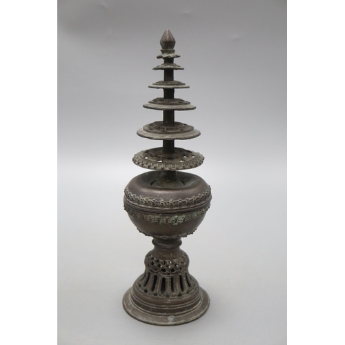 1218 - A 19th century bronze model of a stupa, height 26cm