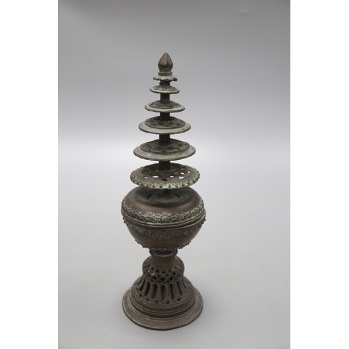 1218 - A 19th century bronze model of a stupa, height 26cm