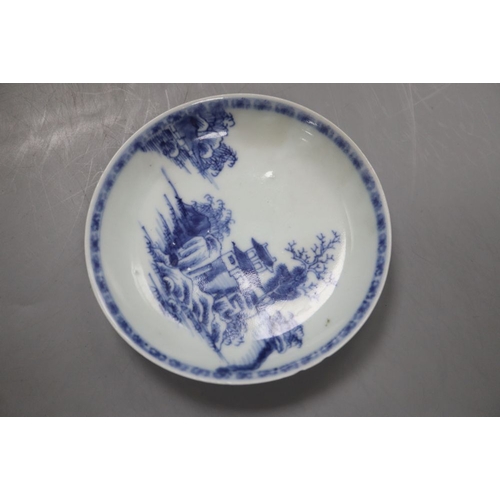 1219 - A Chinese blue and white Nanking cargo tea bowl and saucer, diameter 11.5cm