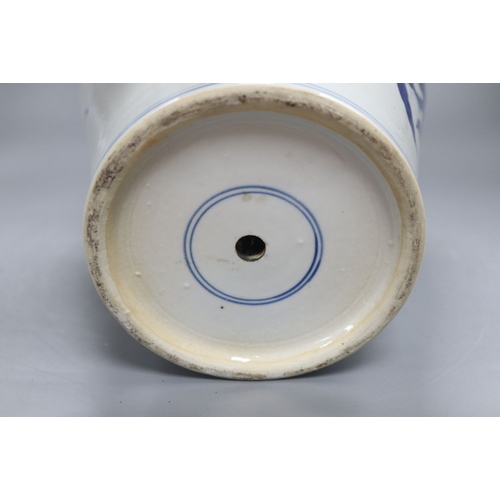 1223 - A Chinese blue and white 'nine peach' meiping, drill hole to base, height 37cm