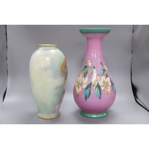 1233 - An Ernst Wahliss c.1900 vase and a Paris porcelain vase, height 38.5cm