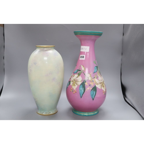 1233 - An Ernst Wahliss c.1900 vase and a Paris porcelain vase, height 38.5cm