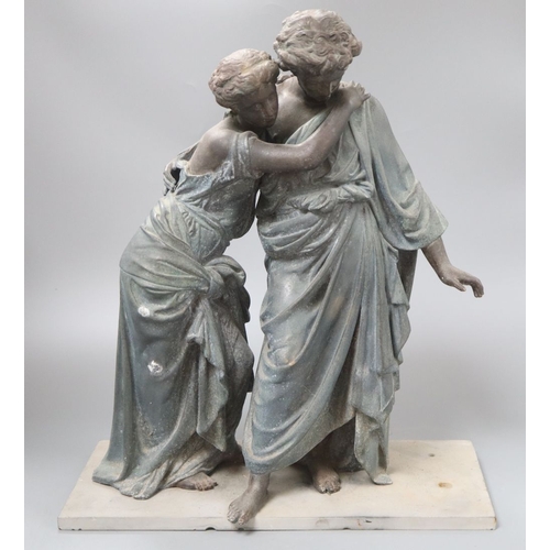 1237 - A neo-classical spelter figural group, height 42cm