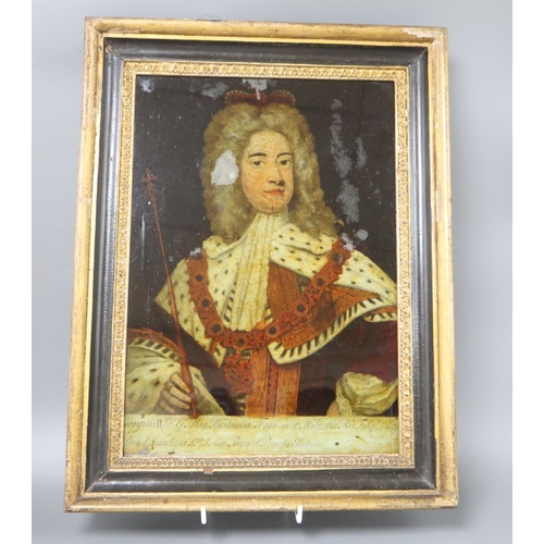 1238 - An 18th century reverse painting on glass of George II