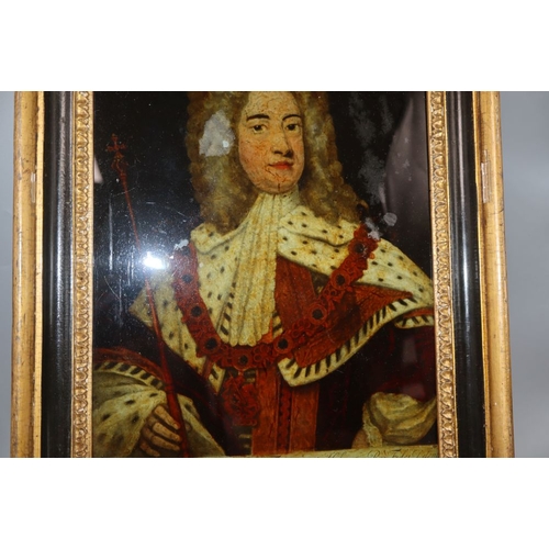 1238 - An 18th century reverse painting on glass of George II