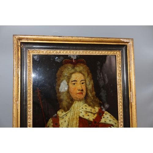 1238 - An 18th century reverse painting on glass of George II