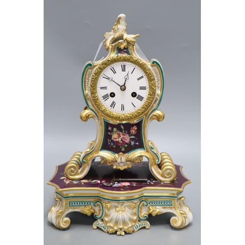 1251 - A Jacob Petit French porcelain mantel clock, height 35cm