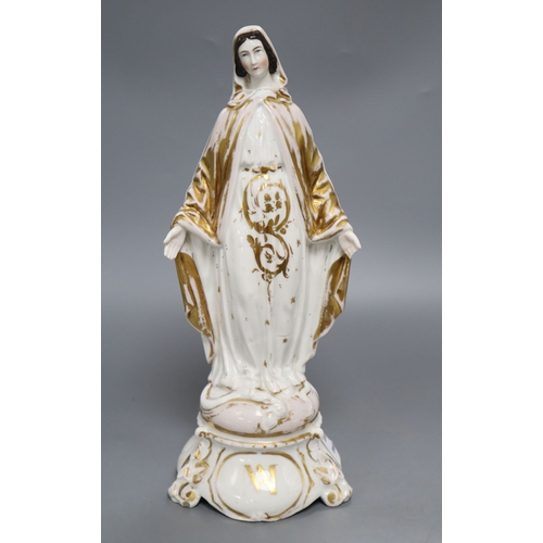 1268 - A Paris porcelain figure of Virgin Mary, height 34cm