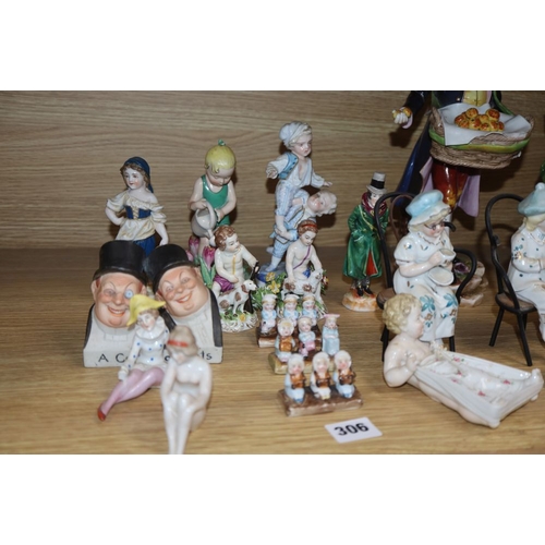 1306 - Assorted 20th century Continental porcelain figures, tallest 30cm