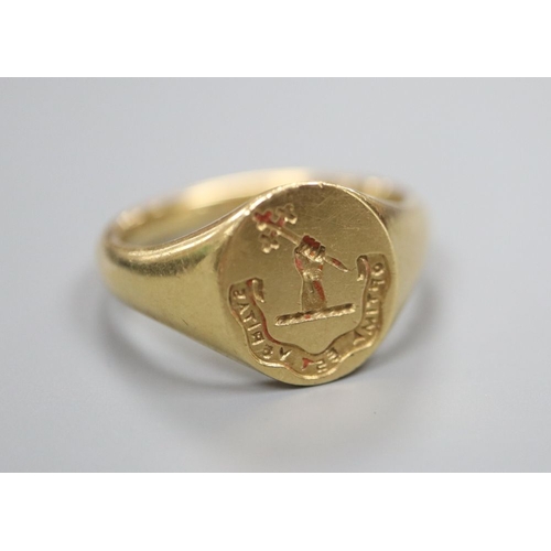 1731 - An 18ct gold intaglio seal signet ring, 8.8grams