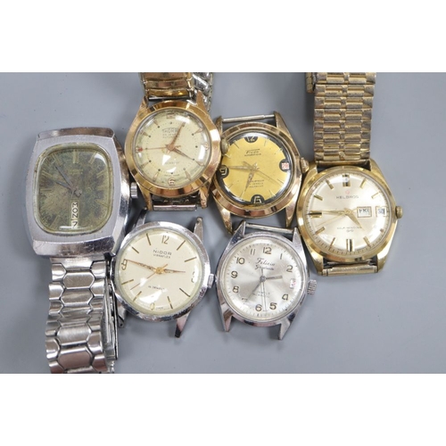 1736 - A Nidor Vibraflex watch and 5 wrist watches