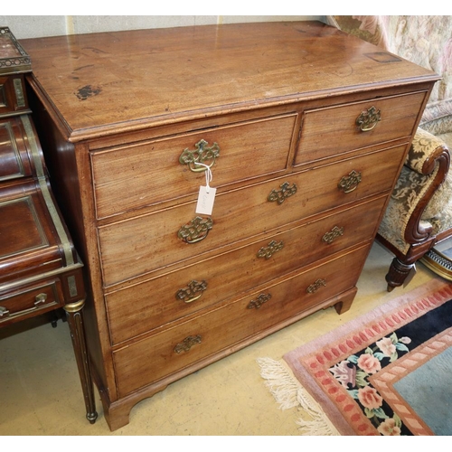 64 - A George III mahogany chest of two short and three graduated long drawers, W.104cm