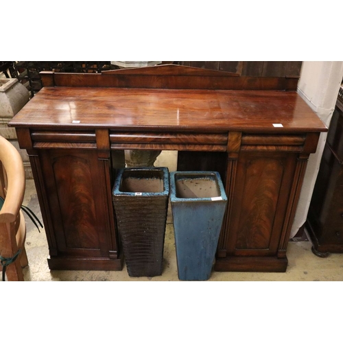 26 - An early Victorian mahogany pedestal sideboard, W.142cm, D.54cm, H.108cm