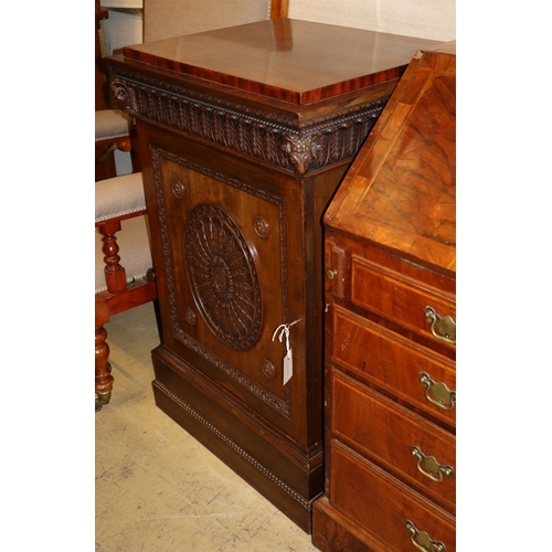 52 - An Edwardian Adam design pedestal cupboard, W.61cm, D.51cm, H.96cm