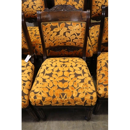14 - A set of six early 19th century Anglo-Indian rosewood dining chairs, with carved frames and padded s... 