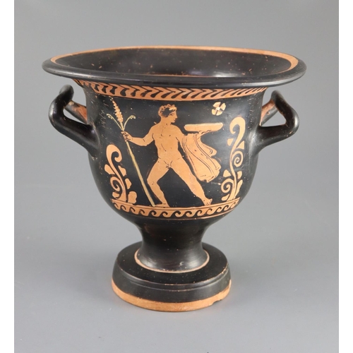 24 - An Apulian red figure bell krater, Southern Italy c. 4th century BC, painted with a woman's head, th... 