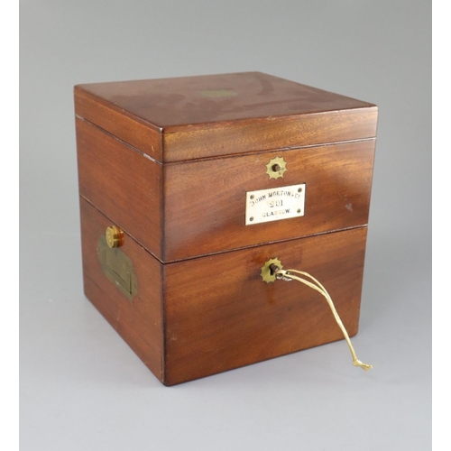 25 - John Morton & Co. of Glasgow. A mahogany cased 2.5 day marine chronometer, with brass mounted case, ... 