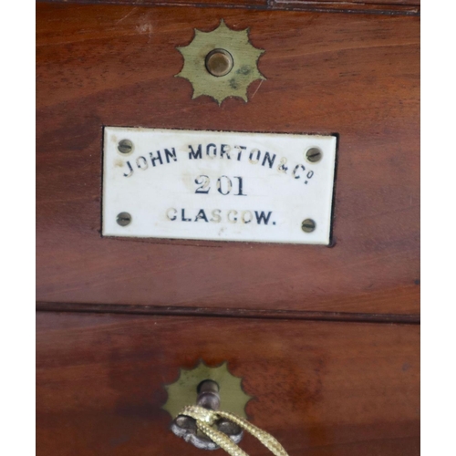 25 - John Morton & Co. of Glasgow. A mahogany cased 2.5 day marine chronometer, with brass mounted case, ... 