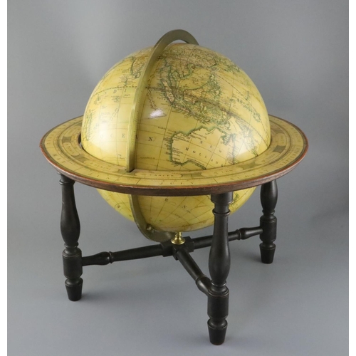 26 - A Cary's New Terrestrial globe, made and sold by J & W Cary, January 1812, on ebonised stand, globe ... 