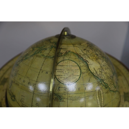 26 - A Cary's New Terrestrial globe, made and sold by J & W Cary, January 1812, on ebonised stand, globe ... 