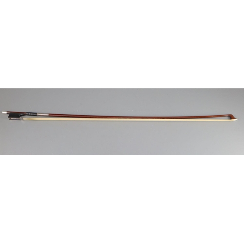 32 - A late 19th/early 20th century silver mounted bow, unmarked, 74cm long