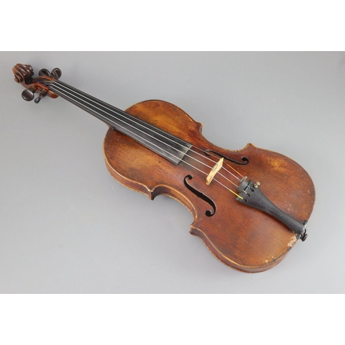 34 - An 18th/19th century violin, labelled 'Thomas Balestrieri Cremonensis Fecit Mantua Anno 1761', possi... 