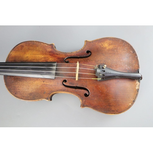 34 - An 18th/19th century violin, labelled 'Thomas Balestrieri Cremonensis Fecit Mantua Anno 1761', possi... 