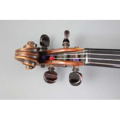 34 - An 18th/19th century violin, labelled 'Thomas Balestrieri Cremonensis Fecit Mantua Anno 1761', possi... 