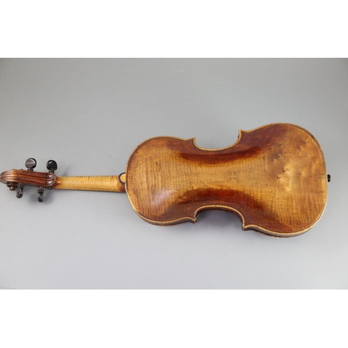 34 - An 18th/19th century violin, labelled 'Thomas Balestrieri Cremonensis Fecit Mantua Anno 1761', possi... 