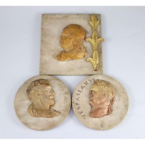 44 - After the antique. A pair of early 19th century Italian marble roundels, carved with the heads of Pi... 