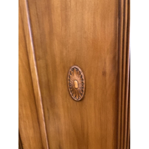 41 - An Edwardian satin walnut three piece bedroom suite, wardrobe width 96cm, depth 43cm, height 196cm... 