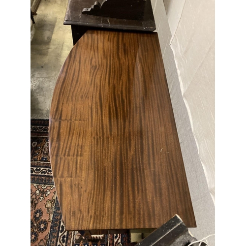 11 - A George III style mahogany bow fronted sideboard, width 106cm, depth 53cm, height 84cm