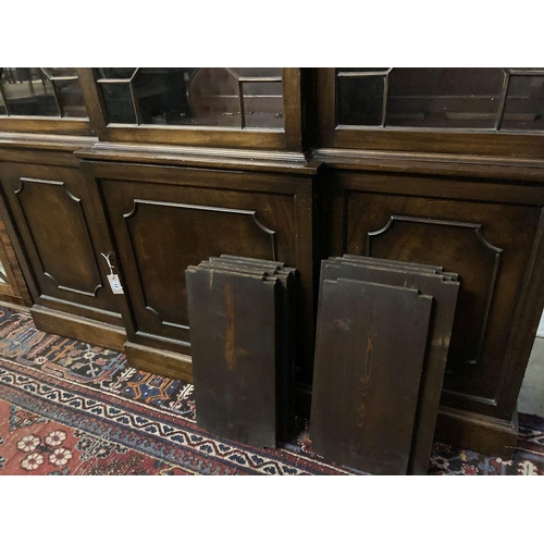 13 - A reproduction George III-style mahogany breakfront library bookcase, width 172cm, depth 40cm, heigh... 