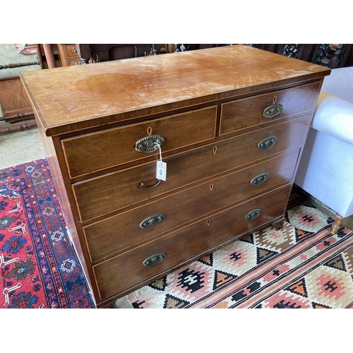 41 - A Regency banded mahogany chest fitted two short drawers and three long drawers, width 109cm, depth ... 