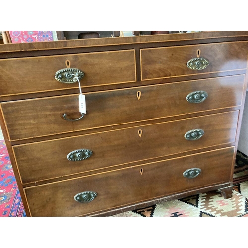 41 - A Regency banded mahogany chest fitted two short drawers and three long drawers, width 109cm, depth ... 
