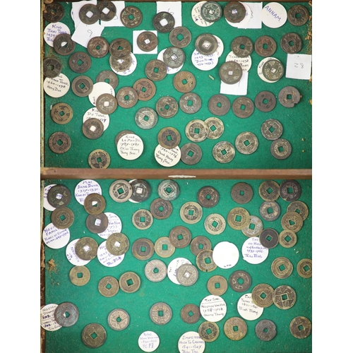 106 - Vietnam, approx 78 Annam cash coins, Lê dynasty (980-1009) to Nguyen dynasty (18021945), different ... 