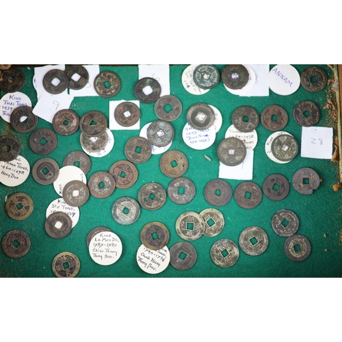 106 - Vietnam, approx 78 Annam cash coins, Lê dynasty (980-1009) to Nguyen dynasty (18021945), different ... 