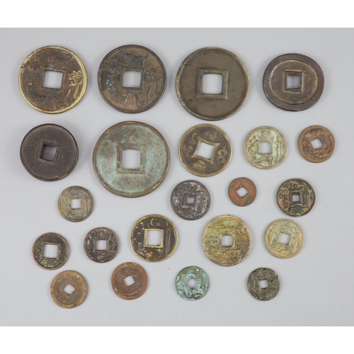 129 - China, a group of 6 bronze coin charms or amulets, 19th century and various Thai (Siamese) porcelain... 