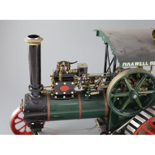 15 - A Maxwell Hemmens Precision Steam Models agricultural traction engine, with green and red paintwork,... 