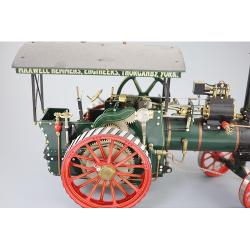 15 - A Maxwell Hemmens Precision Steam Models agricultural traction engine, with green and red paintwork,... 