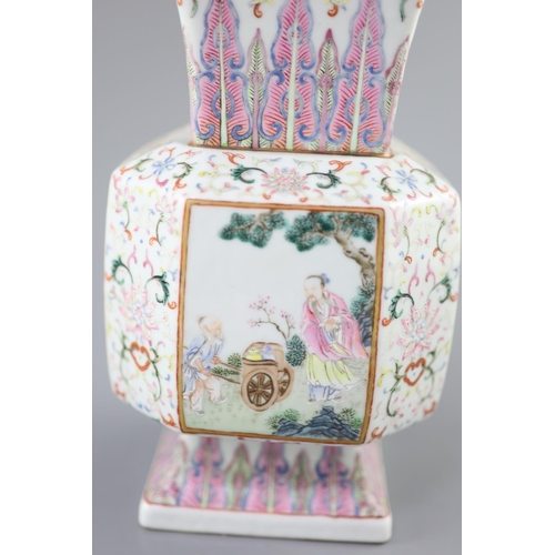 232 - A fine Chinese famille rose vase, fangzun, 19th century, finely painted with sages and attendants in... 