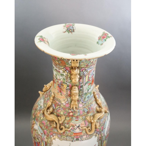 234 - A pair of massive Chinese Canton style famille rose vases, 20th century and a pair of Chinese hongmu... 